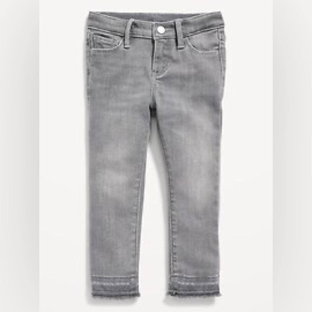 NWT Toddler Girl Gray Denim Jeans Skinny Raw Hem Size 4T 4Y New